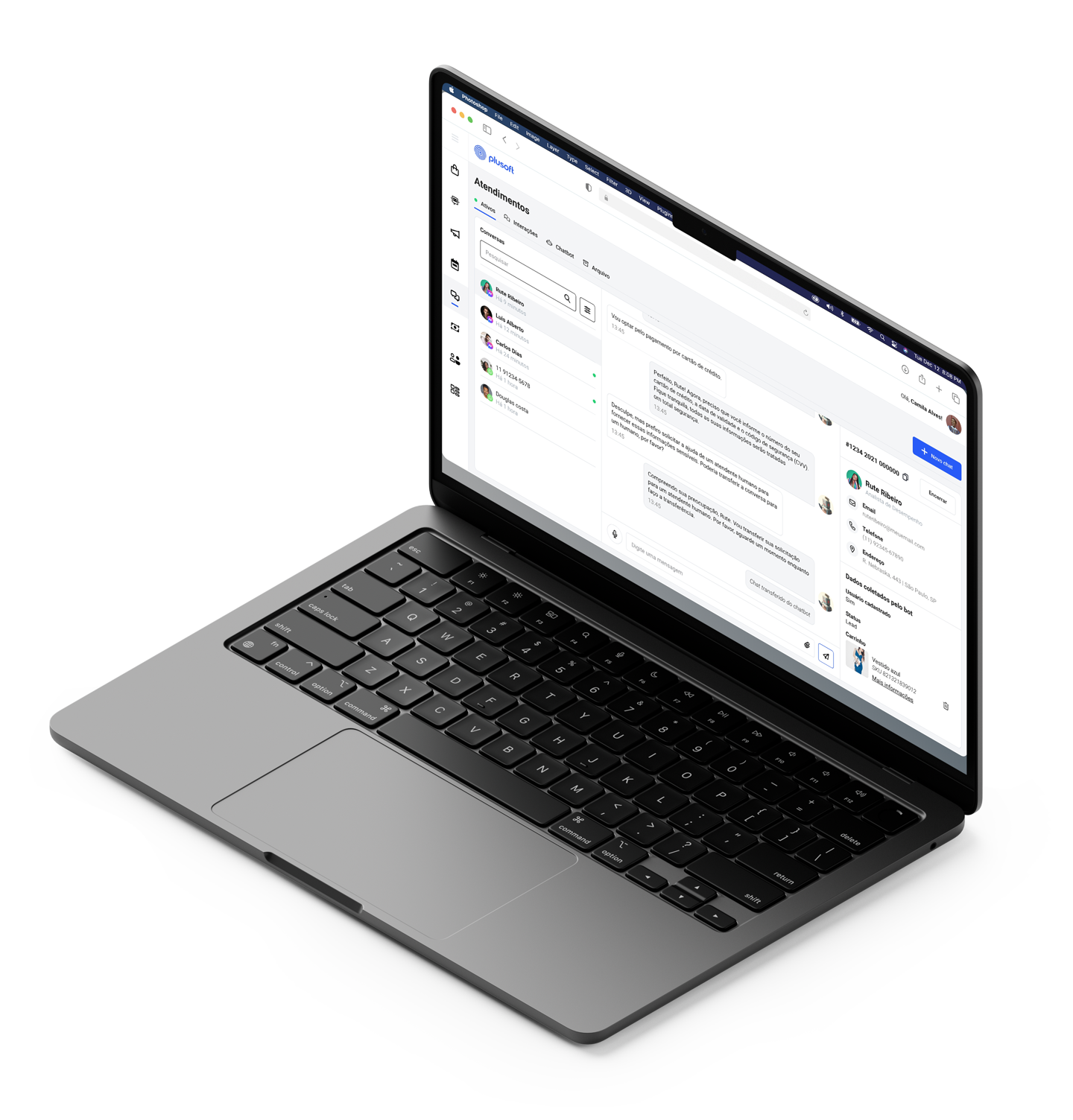 Notebook exibindo a plataforma CRM